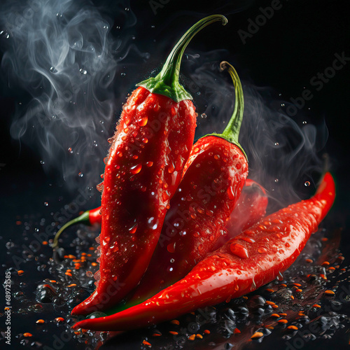 Fiery red hot chili peppers...