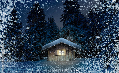 Verschneite Holzhütte  im winter