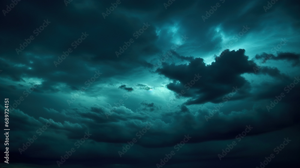 Dark teal cloudy sky. Night skies with clouds. Gloomy sky background for design. Dark teal cloudy sky. Night skies with clouds. Gloomy sky background for design.