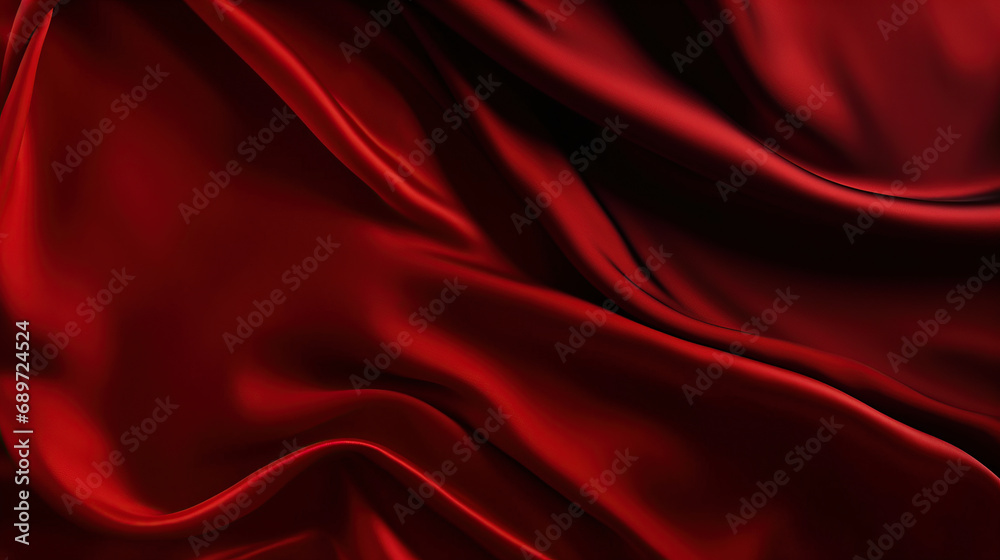 Black red silk satin. Beautiful soft folds. Shiny fabric. Dark luxury background with space for design. Black red silk satin. Beautiful soft folds. Shiny fabric. Dark luxury background with space for design.