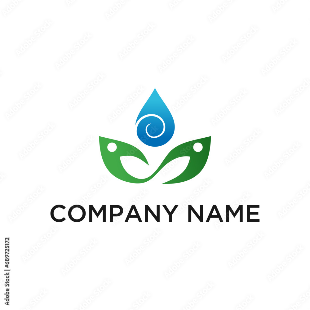 a leaf logo combined with unique water droplets a leaf logo combined with unique water droplets
