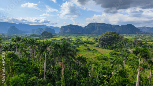View of rural countryside with Mogotes at Vinales in Cuba