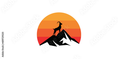Mountain Goat Logo Vector. mountain goat design template in colors