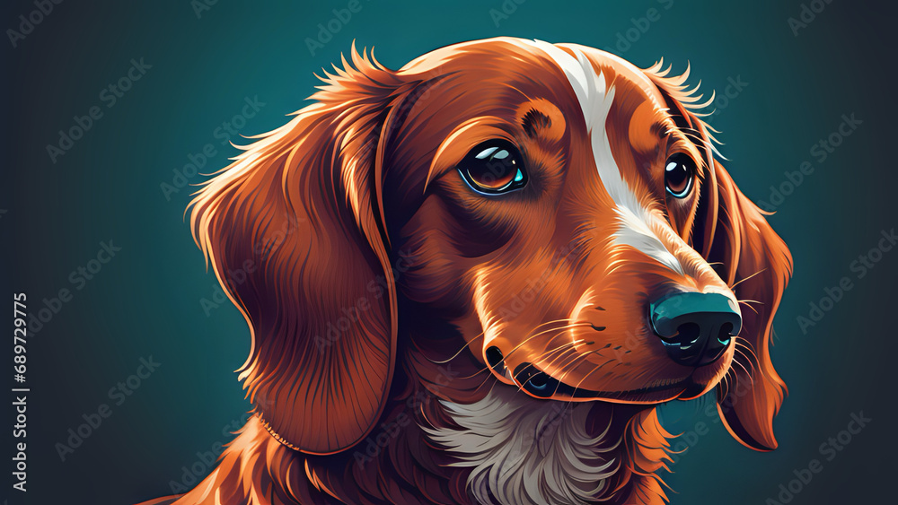 dachshund dog portrait. dachshund dog, drawn portrait