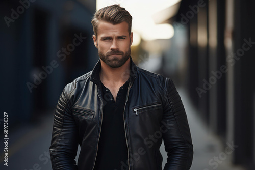 Adult man portrait attractive person beard man handsome model background male fashionable young