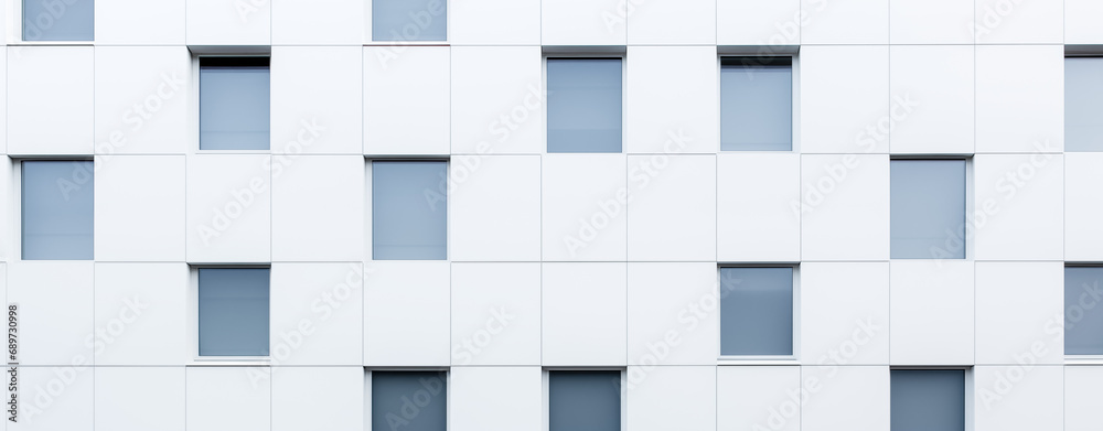 Multiple closed windows on a large office building. 
Modern facade. Windows of the business center. 