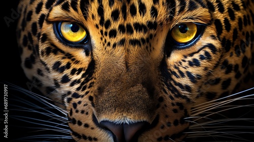 close up of a leopard's face