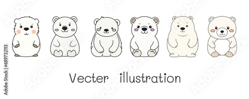 Set of clip art cartoon bear cute isolated on the background. Ready to apply to your story book, digital product, mockup, template, t-shirt design. Vector illustration.