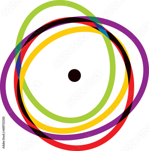 Rainbow 4K Futuristic Abstract Form with colorful rings