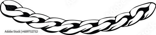 Cartoon Black and White Isolated Illustration Vector Of A Gold Cuban Chain Link Necklace