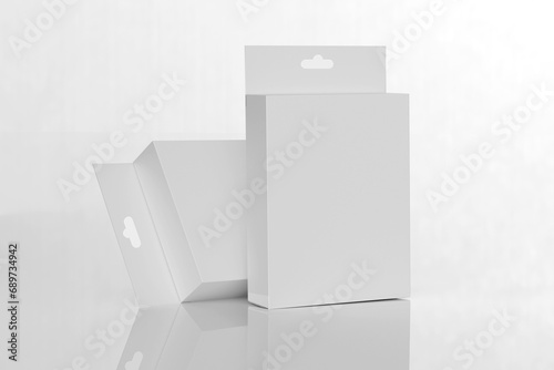White Retail Box Mockup on White Background - 3D Illustration