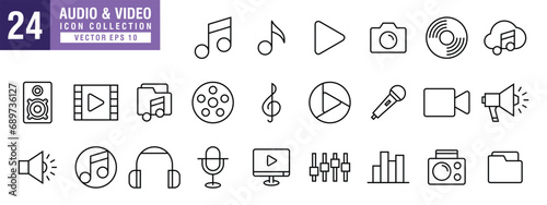 Vector of music icons set, instruments, earphones, notes, rhythms, vector EPS 10.