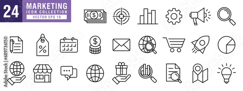 Vector of marketing icon set, content, social media, selling, buying, promotion, website, vector EPS 10.