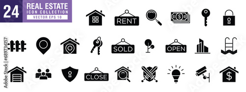 Vector of real estate icons set, buying, home, building, rental, lodging, renting, vector EPS 10.