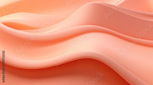 Soft peach fabric folds background. Peach Fuzz Color of the Year 2024.