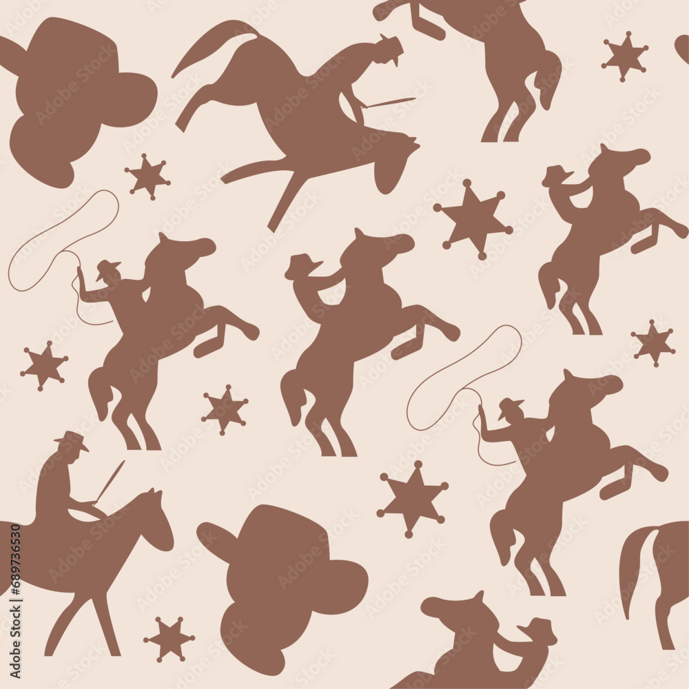 Wild west seamless brown silhouette pattern Wild west seamless brown silhouette pattern