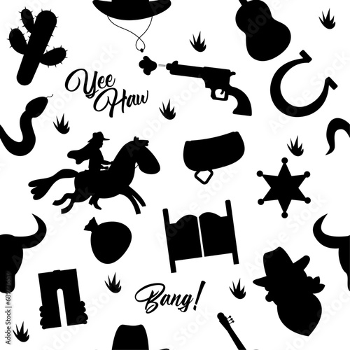 Wild west seamless silhouette pattern