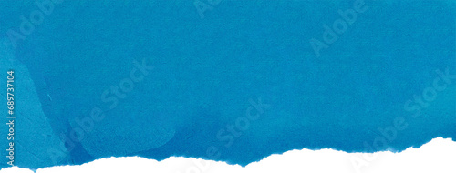 Blue ripped paper torn edges strips isolated on white background