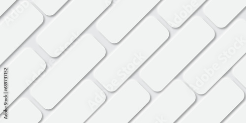 Abstract white geometric overlapping square pattern design technology background with shadow in Neomorphs style Diagonal white brick wall texture.Mockup of business cards at white textured background. photo