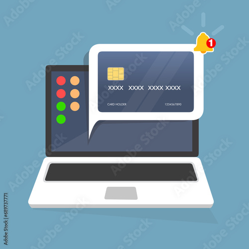 Messaggio di posta elettronica sullo schermo nel laptop. - illustrazioni acquisto food ordine  carta di credito 