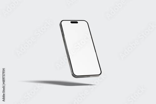 Floating blank phone mockup isolated on a white background (ID: 689737934)