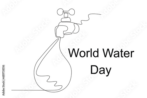 Illustration of the source of life water. World water day one-line drawing