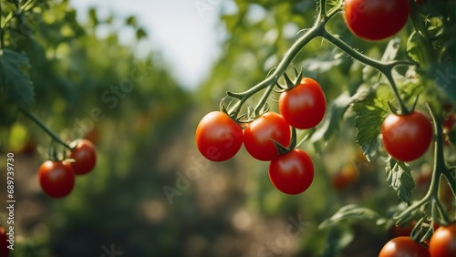 cherry tomato field, bright background