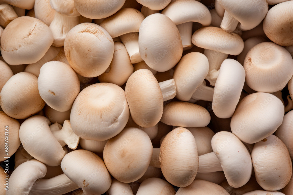 Pile of mushrooms that are white and brown in color. Pile of mushrooms that are white and brown in color.