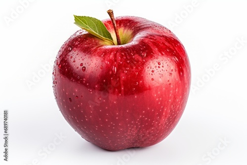 Red apple on white background   fresh and juicy fruit for healthy eating and nutrition