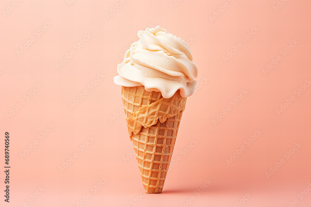 ice cream in a cone in a color of the year 2024 peach fuzz on a pastel peach background ice cream in a cone in a color of the year 2024 peach fuzz on a pastel peach background