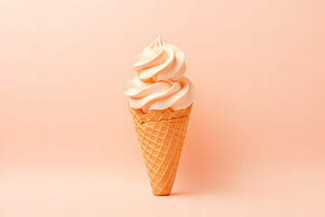 Wandcirkels Pantone 2024 Peach Fuzz ice cream in a cone in a color of the year 2024 peach fuzz on a pastel peach background  © World of AI