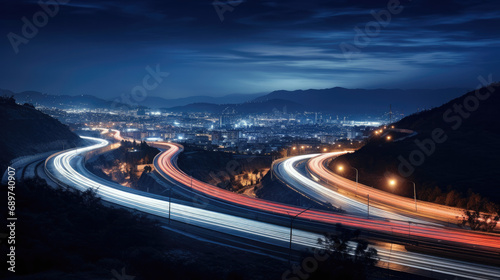 Nighttime Highway Traffic with Light Trails