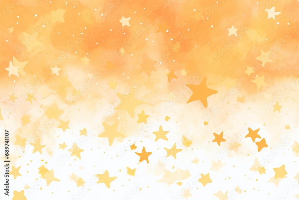 Ethereal Cosmos: Gold and Orange Watercolor Stars Splashes, a Celestial Tapestry Crafting an Elegant Background