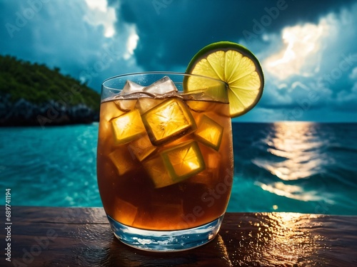 Intense and Stormy Dark n Stormy at Bermuda Boat Party. AI Generated.