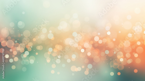 Abstract blur bokeh background. Blurred mint green, peach orange and white silver colors bokeh background photo