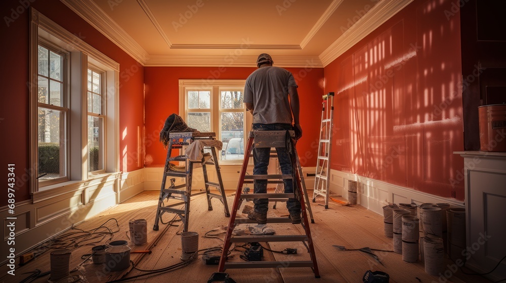 A Room Being Repainted in a Bright and Inviting Color A Room Being Repainted in a Bright and Inviting Color