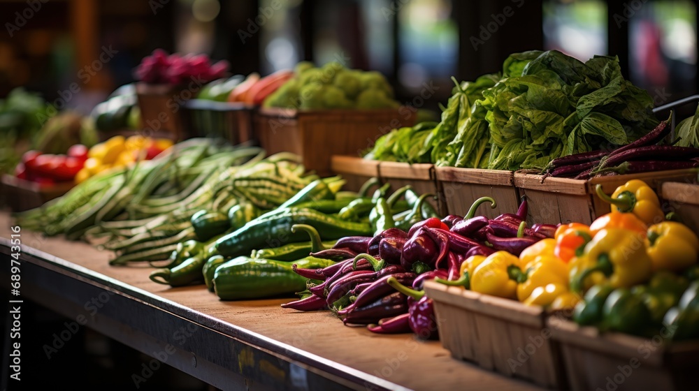 Colorful display of fresh produce at the local market