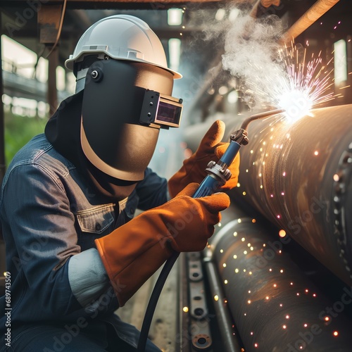 A welder welding a pipe.