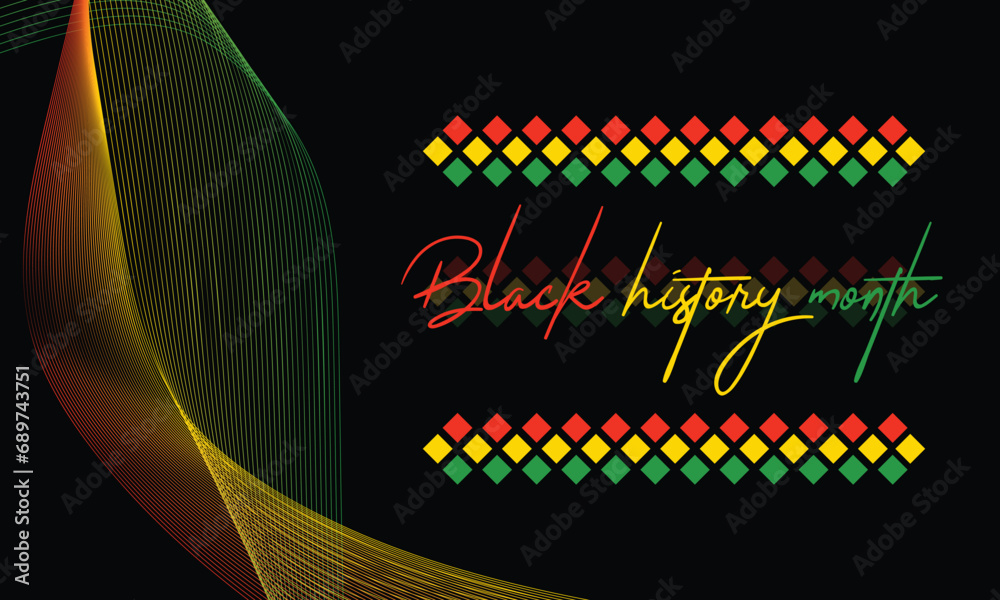 Black History Month celebrated. February national black history month African American vector illustration Template for background, banner, card, poster with text inscription - obrazy, fototapety, plakaty 