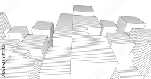 abstract modular architecture 3d illustration