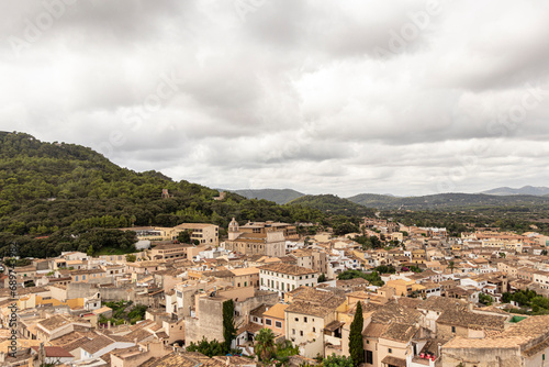 Bilde på lerret Full view of the town of Capdepera, Mallorca