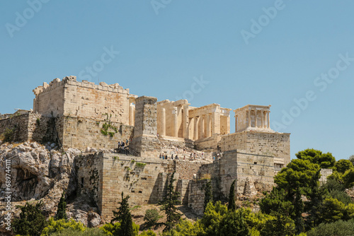 Acropolis entrance with blue sky