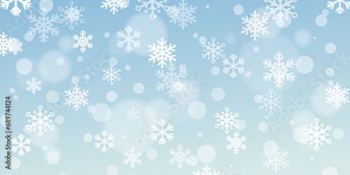 Abstract winter background with snowflakes, vector holiday wallpaper, glowing snowfall banner design
