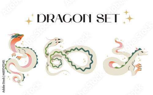 Wallpaper Mural 2024 Chinese new year dragon, year of the dragon. Set of Chinese new year posters, greeting cards design with Chinese zodiac dragon. Chinese dragon vector illustration isolated on background Torontodigital.ca