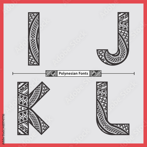 Alphabet polynesian style in a set IJKL