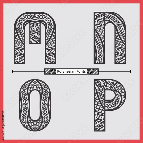 Alphabet polynesian style in a set MNOP © lumyaisweet