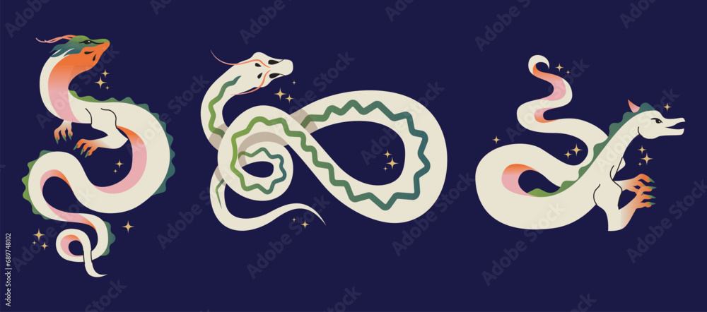 2024 Chinese new year dragon, year of the dragon. Set of Chinese new year posters, greeting cards design with Chinese zodiac dragon. Chinese dragon vector illustration isolated on background 2024 Chinese new year dragon, year of the dragon. Set of Chinese new year posters, greeting cards design with Chinese zodiac dragon. Chinese dragon vector illustration isolated on background