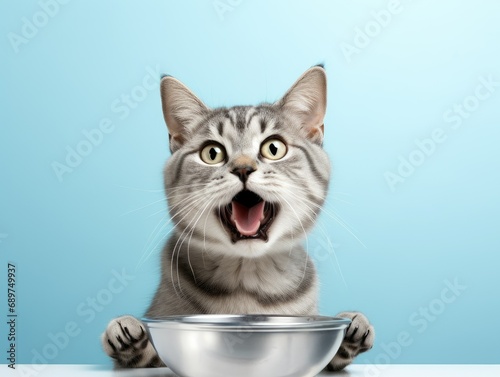 A cat taunting a bowl