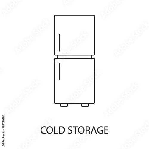 Cold storage line icon vector for food packaging, refrigerator illustration.