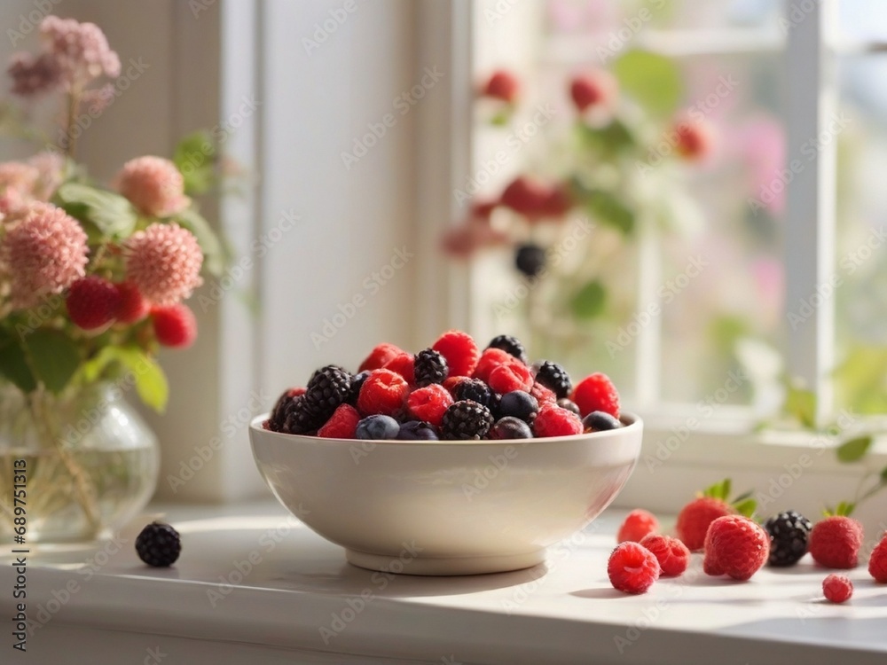 strawberries and blueberries in a bowl strawberries and blueberries in a bowl